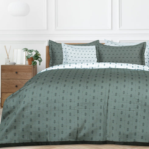 Hazel 100% Cotton King Size 6 Piece Reversible (Top sheet) Dohar Set by Florida